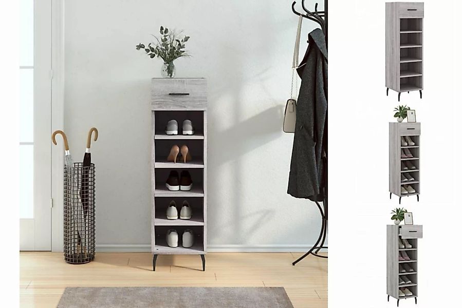 vidaXL Kleiderschrank Schuhschrank Grau Sonoma 30x35x105 cm Holzwerkstoff günstig online kaufen