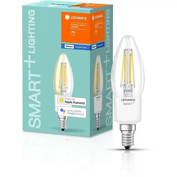 Ledvance Smart+ Bluetooth LED-Lampe klassische Kerzenform Filament klar E14 günstig online kaufen