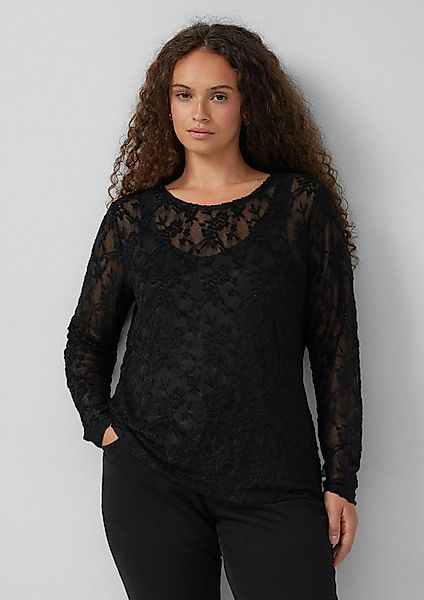 QS Kurzarmshirt T-Shirt Langarmshirt aus weicher Spitze günstig online kaufen