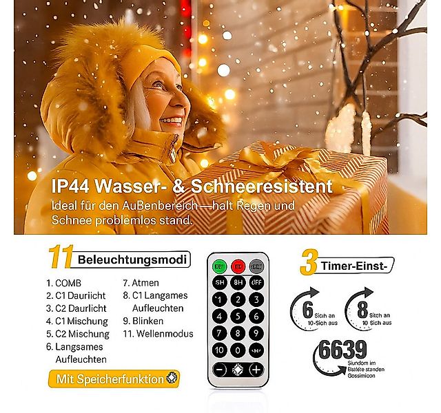 Diyarts LED-Lichternetz, 320-flammig, 15,75m Warm- & Kaltweiß Lichterkette günstig online kaufen
