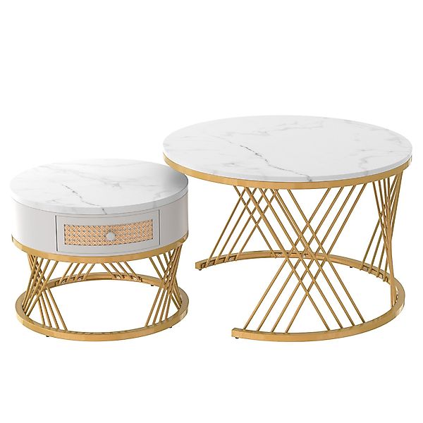 Merax Couchtisch (2er Set), in Marmoroptik günstig online kaufen