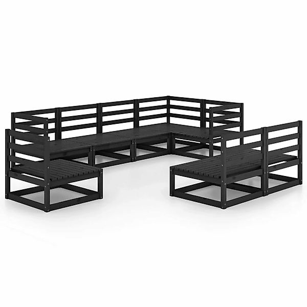 vidaXL 8-tlg Garten-Lounge-Set Schwarz Massivholz Kiefer Modell 5 günstig online kaufen