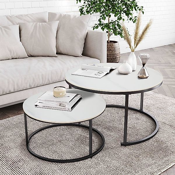G-LEAF Couchtisch Beistelltisch-Set mit platzsparendem Nesting-Design günstig online kaufen