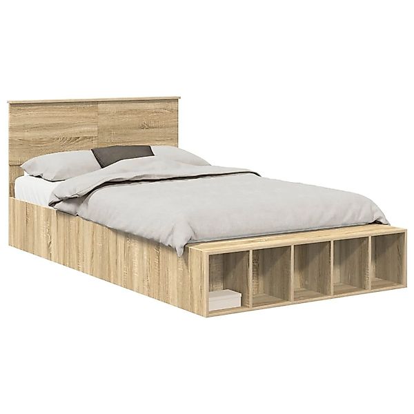 vidaXL Bettrahmen mit Regal Sonoma-Eiche 120 x 190 cm Holzwerkstoff 3408384 günstig online kaufen