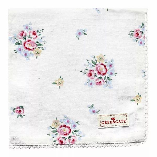 Greengate Stoffserviette mit Spitze Nicoline White Weiß Blumen günstig online kaufen