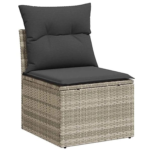 vidaXL Gartensessel ohne Armlehnen mit Kissen Hellgrau Poly Rattan 366190 günstig online kaufen