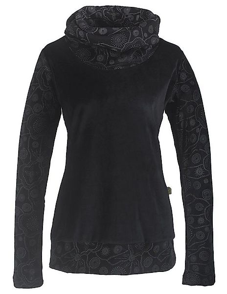Vishes Sweater Rollkragen Samtpullover Sweater aus Baumwolle bedruckt Hippi günstig online kaufen
