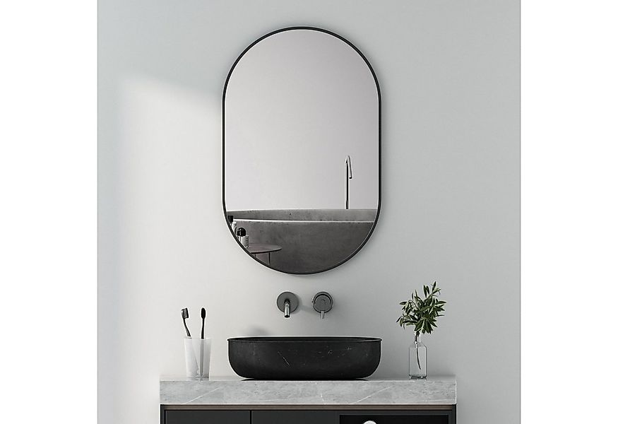 Boromal Wandspiegel Spiegel Schwarz Bad Wand Flurspiegel Metall Rahmen 50x8 günstig online kaufen