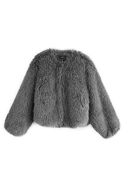 Next Fellimitatjacke Kragenloser Kunstfellmantel, Kurzgröße (1-St) günstig online kaufen