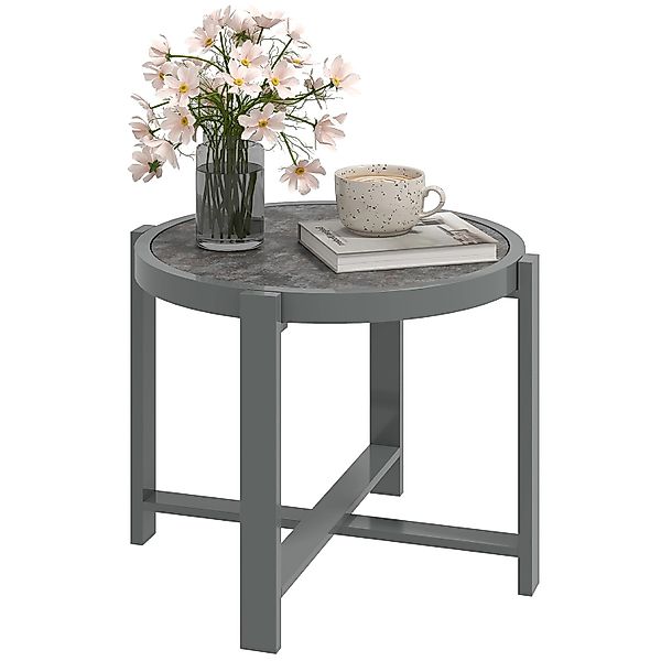 Outsunny Gartentisch Aluminium Hartglas 60L x 60B x 46H cm Grau günstig online kaufen