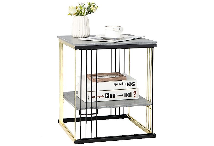 COSTWAY Beistelltisch, Marmor, mit abnehmbarer Ablage, Metall, 39x39x45cm günstig online kaufen