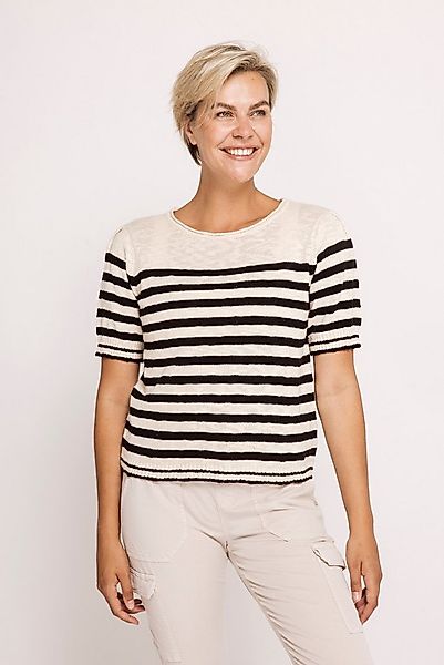 Zhrill Kurzarmpullover ZHRASTA in Ringel-Optik, leichter Baumwollstrick günstig online kaufen