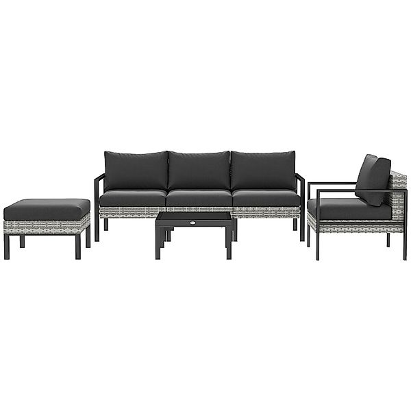 Outsunny Gartenlounge-Set für 5 Personen, Balkon-Lounge aus Kunststoff-Ratt günstig online kaufen