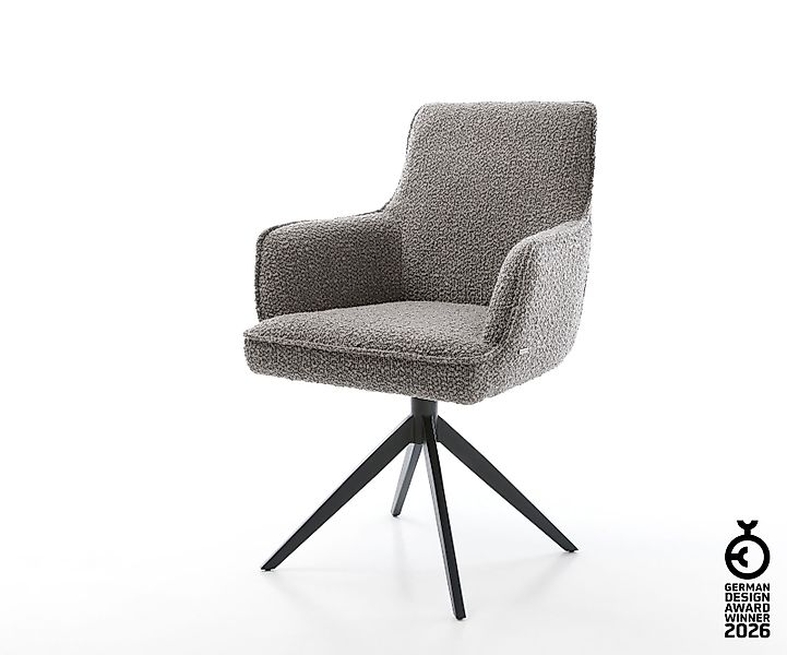 Drehstuhl Heira-Flex mit Armlehnen Bouclé Silbergrau Kreuzgestell breit Sch günstig online kaufen