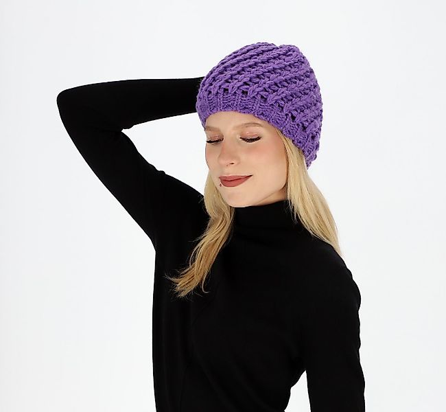 halsüberkopf Accessoires Strickmütze Uni Grobstrick Innenfleece günstig online kaufen