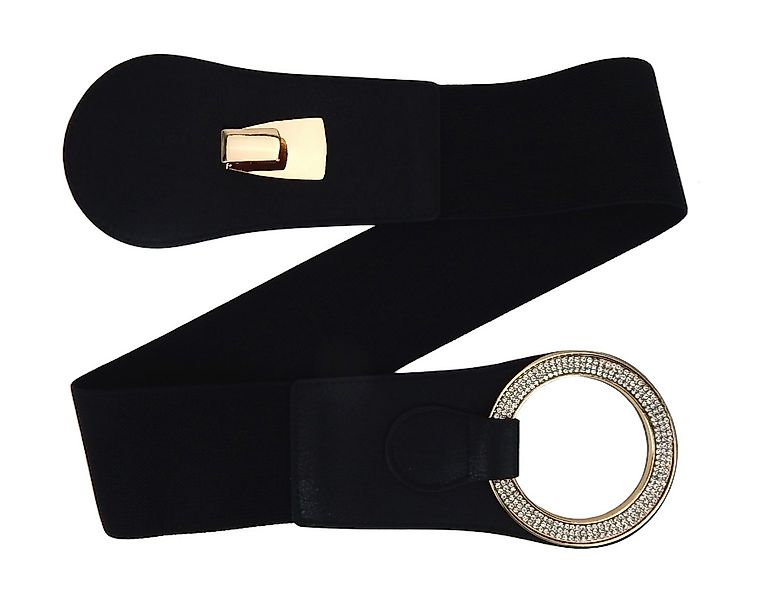 Ella Jonte Stretchgürtel schwarz mit silber Strass Glitzer Schnalle 75 - 95 günstig online kaufen