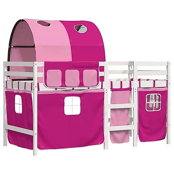 vidaXL Kinderhochbett mit Tunnel Rosa 90x190 cm Massivholz Kiefer 3283858 günstig online kaufen