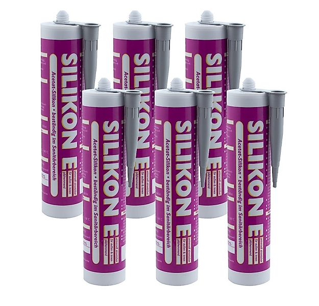 ARLI Silikon 6x 310ml grau, gebrauchsfertig, (6-tlg), Universal Sanitär Bad günstig online kaufen