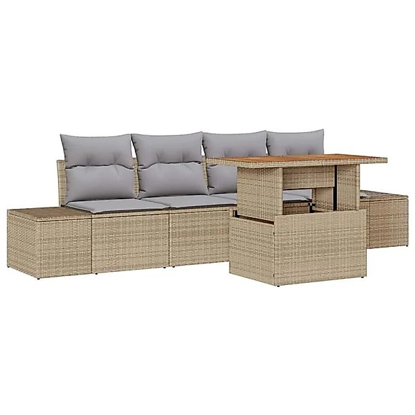 vidaXL Garten Essgruppe mit Kissen 5-Tlg Beige und Grau 3349895 günstig online kaufen