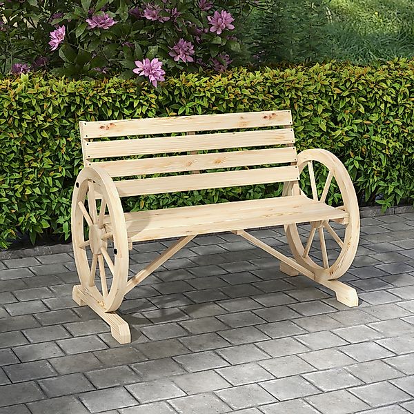 Outsunny Gartenbank 2-Sitzer, Sitzbank, Holzbank, Parkbank mit Armlehne im günstig online kaufen