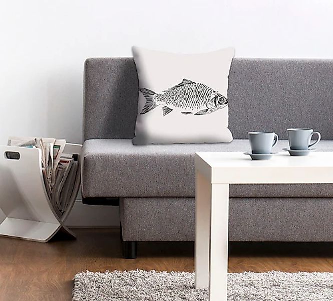 queence Dekokissen »Dennis« Kissenhülle,Fisch,Weißer Hintergrund,Meer,Marit günstig online kaufen