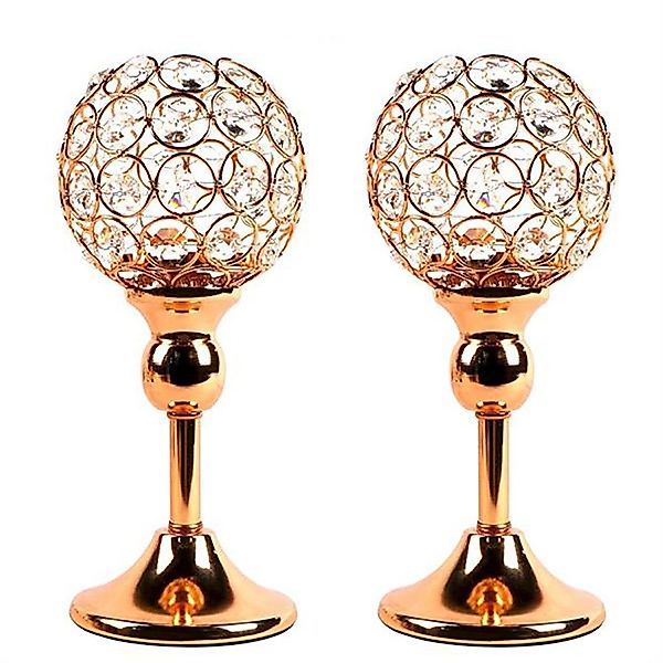 KAHOO Kerzenständer Goldener Kristall Kerzenhalter (2 günstig online kaufen
