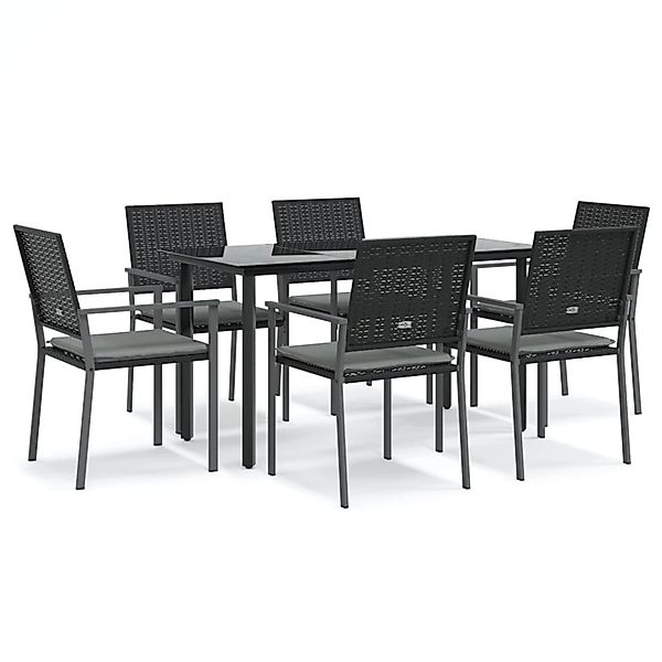 vidaXL 7-Tlg Garten-Essgruppe mit Kissen Poly Rattan und Stahl 3187022 günstig online kaufen