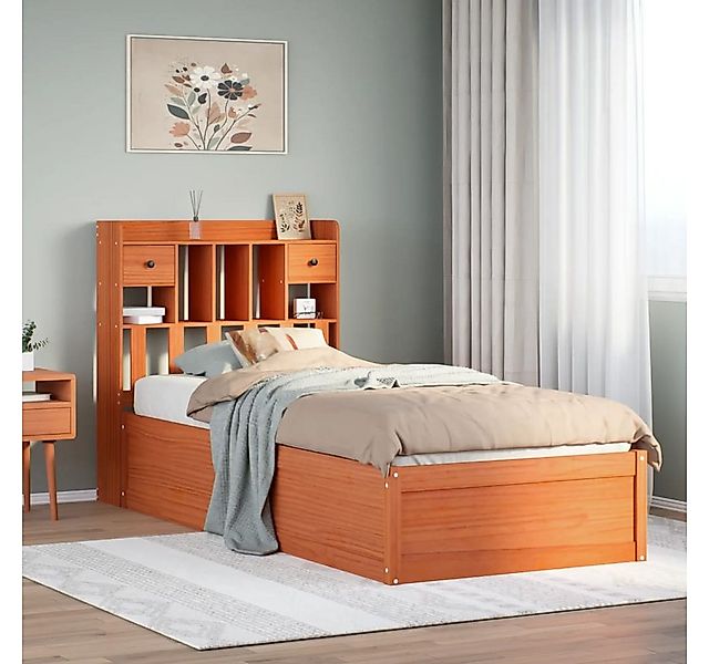 vidaXL Bett, Massivholzbett ohne Matratze Wachsbraun 100x200 Kiefernholz günstig online kaufen