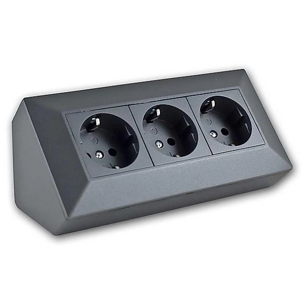ChiliTec 3-Fach Aufbau Steckdosenblock Anthrazit 250V 16A günstig online kaufen