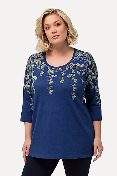 Ulla Popken Longshirt Longshirt Bordürendruck Rundhals 3/4-Arm günstig online kaufen