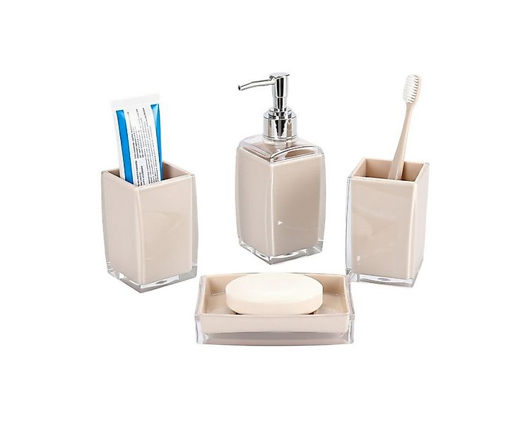 Cheffinger Badaccessoire-Set 4-teilig, Seifenspender, Zahnbürstenhalter, Sc günstig online kaufen