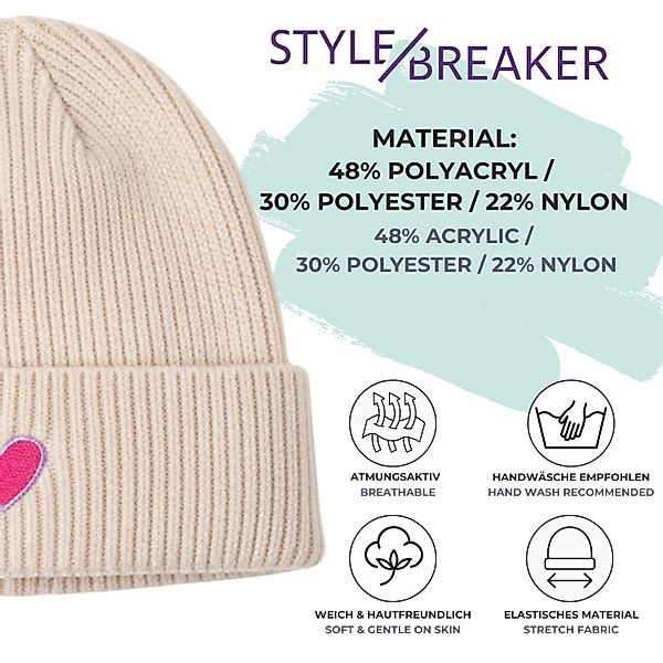 styleBREAKER Strickmütze Strick Beanie mit Herz günstig online kaufen