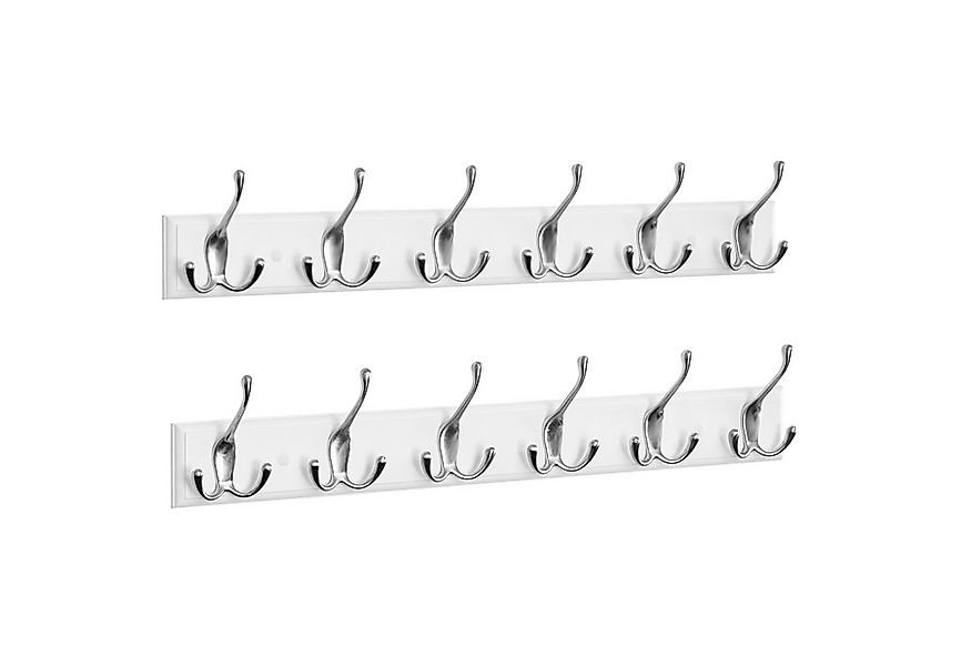 EUGAD Garderobenhaken (2 St), Kleiderhaken Wand, mit 6 Dreifachhaken, Weiß, günstig online kaufen