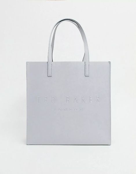 Ted Baker – Soocon – Graue Tasche mit Kreuzschraffur und großem Logo günstig online kaufen