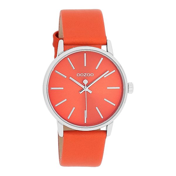OOZOO Quarzuhr Damenuhr C11062 Orangerot Lederband günstig online kaufen