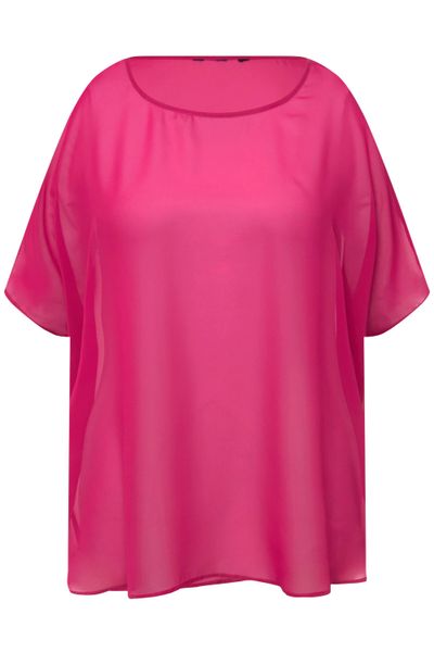 Ulla Popken Druckbluse Chiffonbluse Oversized Rundhals günstig online kaufen