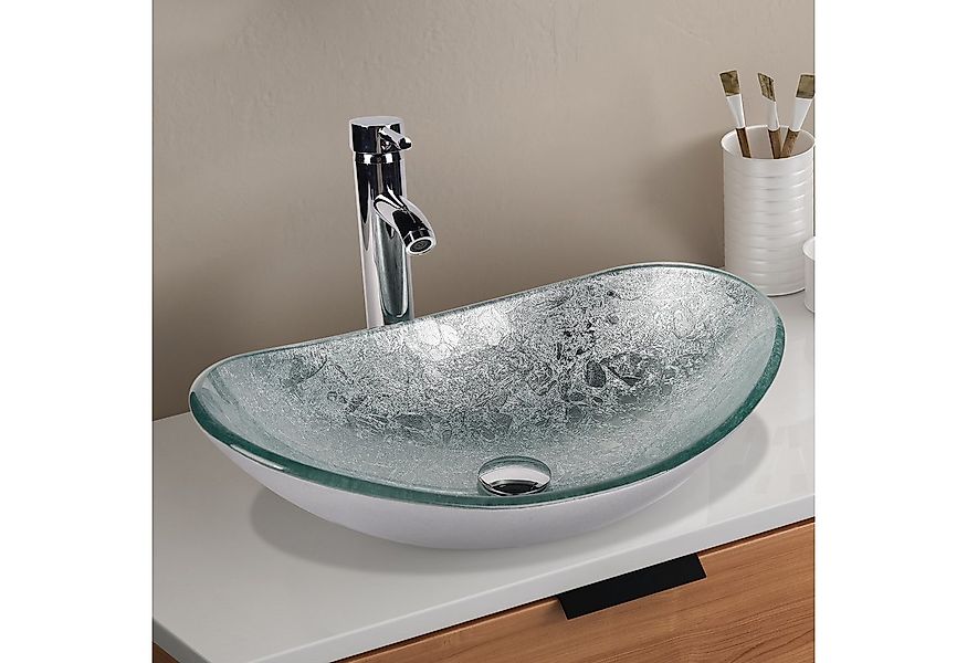 Puluomis Aufsatzwaschbecken Waschbecken Set mit Wasserhahn und Ablaufgarnit günstig online kaufen