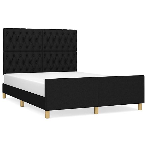 vidaXL Bettgestell mit Kopfteil Schwarz 140x200 cm Stoff Modell 41347819 günstig online kaufen
