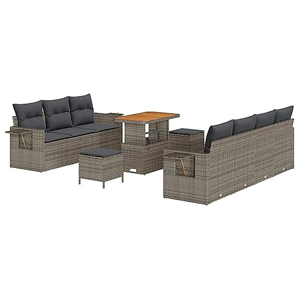 vidaXL Garten-Sofa-Set 10-Tlg Grau Poly Rattan 3361713 günstig online kaufen