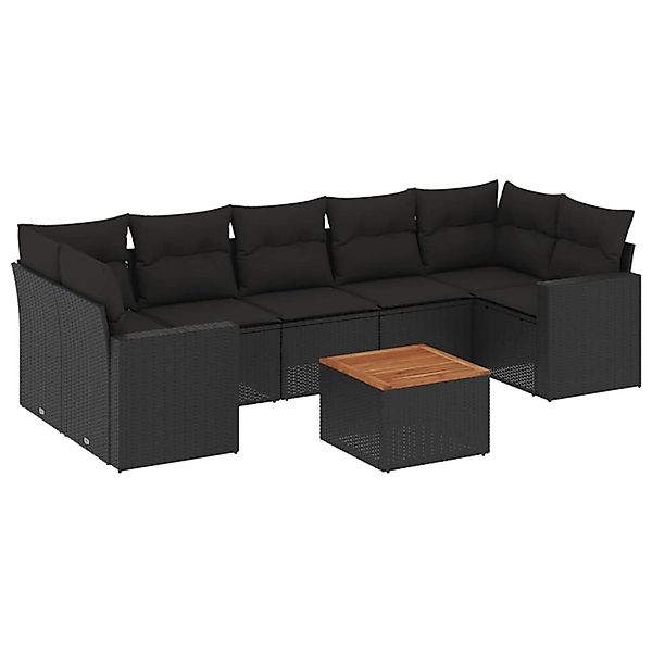 vidaXL 8-Tlg Garten-Sofagarnitur mit Kissen Schwarz Poly Rattan 3256363 günstig online kaufen