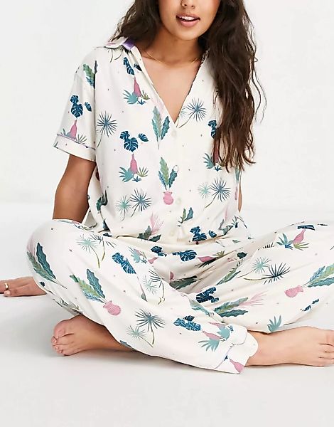 Wellness Project x Chelsea Peers – Pyjama aus Oberteil und langer Hose mit günstig online kaufen