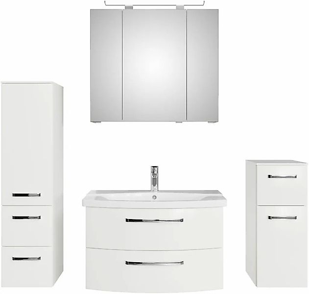 Saphir Badmöbel-Set "Serie 4010 4-teilig Keramik-Waschtisch mit LED-Spiegel günstig online kaufen
