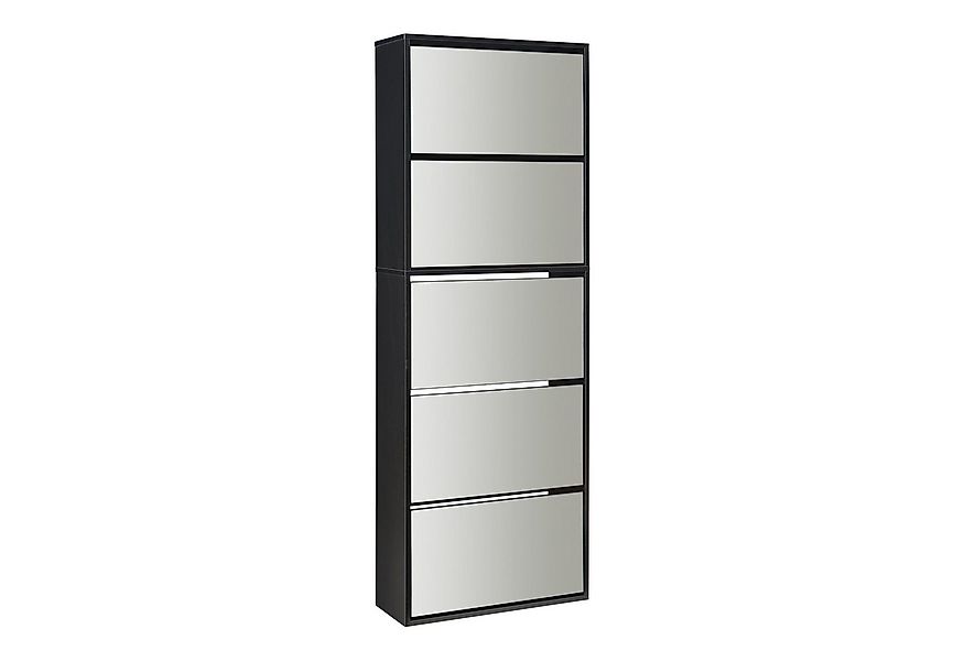 en.casa Schuhkipper, »Lund« mit 5 verspiegelten Klappen Schwarz günstig online kaufen