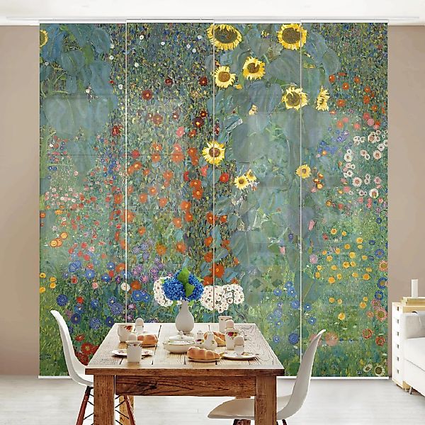 Schiebegardine Set Gustav Klimt - Garten Sonnenblumen günstig online kaufen