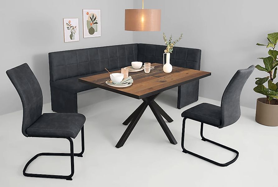 HELA Essgruppe "SPREE" 4 Stk. tlg. Esstisch 140x90 cm mit Dickkante, Microf günstig online kaufen