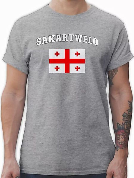 Shirtracer T-Shirt Sakartwelo Schriftzug mit Flagge, Sakartvelo, Georgia, G günstig online kaufen