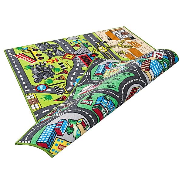 Pergamon Straßenteppich Beidseitig Baustelle Play City Bunt 100x165cm günstig online kaufen