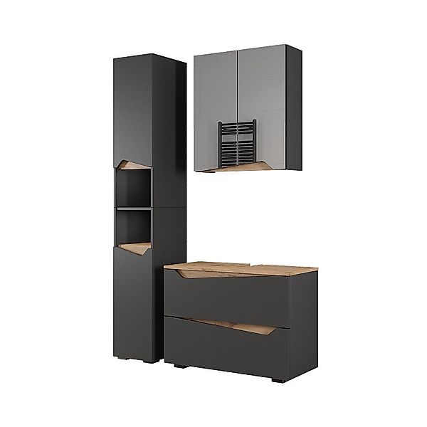 Vicco Badmöbel-Set Marelle, Anthrazit/Artisan, 3 Teile günstig online kaufen