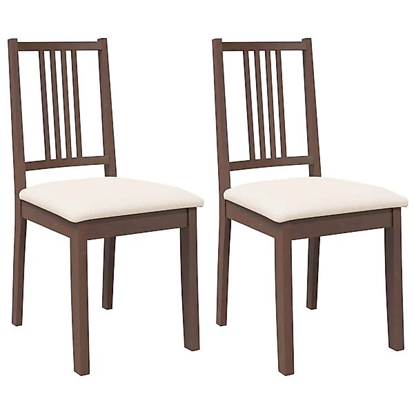 vidaXL Esszimmerstühle mit Kissen 2 Stk Braun Massivholz Gummibaum 4102395 günstig online kaufen