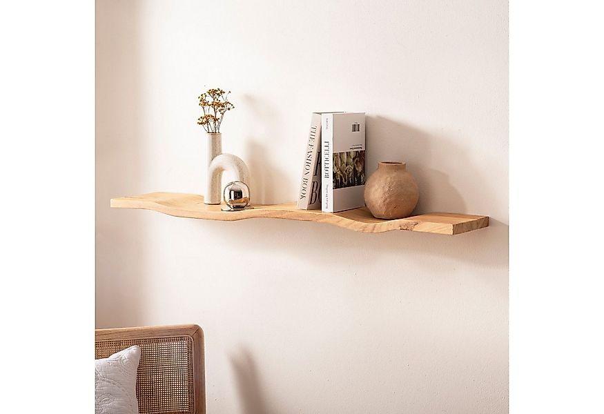 FINEBUY Wandregal FB74753 Wandregal Akazie Massivholz 100cm in moderner Wel günstig online kaufen
